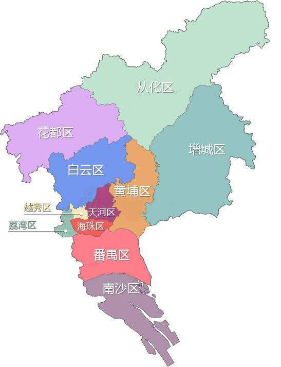 广州行政区域图