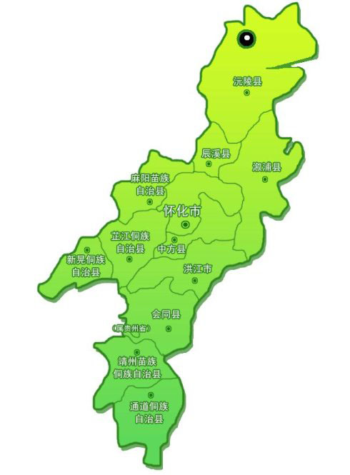 怀化行政区域图