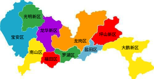 深圳行政区域图