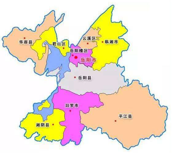 岳阳行政区域图